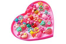 Glamifirsto Kids Cartoon Pretend Play Toy Fancy 36 Finger Ring for Birthday Gifts Comes in Pink Heart Shape Box Suitable for Age 2-10 yrs(Multi Color)…