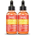 Liposomal Vitamin C 2000 mg Liquid Supplement(2 Bottles), Maximum Absorption, High Strength Vegan VIT C, Ascorbic Acid, Non-GMO, Gluten Free, Soy-Free