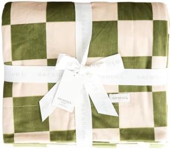 Saranoni Minky Stretch Throw Blanket | Buttery-Soft Built-in Stretch Swaddle Blanket | Durable Polyester Spandex Blend, Easy Care | Olive Checker - XL 60"x80"
