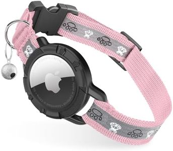 Odokele Reflective AirTag Cat Collar, Integrated Cat Tracker Collar with Air Tag Holder and Bell, Safety Elastic Band Cat GPS Collars for Girl Boy Cats, Kittens and Puppies (Pink, S)