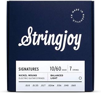 Stringjoy BAL107 7 String Signatures Nickel Electric Guitar Strings, (Balanced Light Gauge, 10-60)