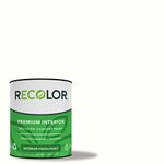 RECOLOR Eco-Friendly Interior Premium Latex Paint for Walls, Furniture and Rooms w/ Flat Finish, 1 Quart, White