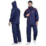 HACER Racer Raincoat with Pants for Men Waterproof Full Length Hood & Pockets Rainwear Carry Bag Included- (Random Color, Size- XXL, 1 Pc)