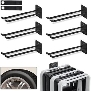 NACIAL 6 Pack Garage Storage System Hooks, Heavy Duty Wall Mount Tool Organizer, Chair Hanger Garage Storage Utility Hooks for Car Tires, Ladders, Chairs, Strollers, Power Tools, Garden Tools - 6 PACK