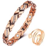 Vicmag Copper Magnetic for Women Ladies Copper Ultra Strength Magnets Bracelet with 3500 Gauss Effective for Women with Gift Box & Removal Tool(Crystal Design)(Copper)