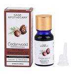 Sage Apothecary Cedarwood essential oil Pure & Natural for Healthy Skin Hair Fall, Relaxing Sleep, Diffuser Aromatherapy Anxiety & Stress Muscle Pain 10ml