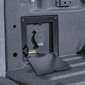 TACOBRO Rear Power Outlet Cover for 2021-2026 Ford F150 & 2022-2025 F150 Lightning Accessories, ABS Power Onboard Protective Panel with OEM-Style “F” Design, Protect Rear Bed Power Cover