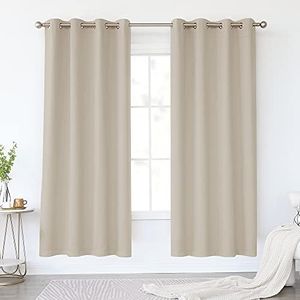 KEQIAOSUOCAI Light Taupe Blackout Curtains 72 Inch Length for Bedroom - Ring Top Room Darkening Drapes Thermal Insulated Curtains for Living Room, 2 Panels, Light Coffee, 52W x 72L