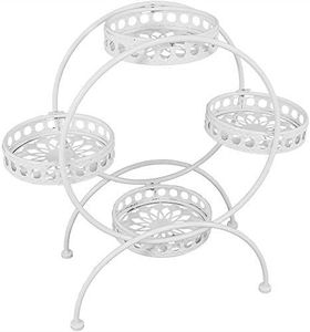 Sunnydaze 4-Tier Ferris Wheel Metal Plant Stand - Indoor or Outdoor Flower Pot Holder - 28" H
