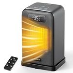 FLANUR Portable Space Heater with Thermostat, 1500W PTC Ceramic Fast Heating & ECO Mode - 2-in-1 Heater Fan, Remote, Digital Display, 12H Timer, Under 35dB Quiet Indoor Space Heater-Black