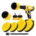 SHIELDPRO Drill Brush Attachment Set, Power Scrub Brush for Cleaning, All Purpose Scrubber Brushes with Extended Attachment for Bathroom Kitchen Surface, Grout, Tub, Shower, Tile, Corners, Car-Yellow