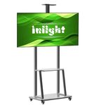 Inlight Rolling/Mobile TV Cart with Wheels for 32-65 Inch LCD LED 4K Flat Screen TVs, TV Floor Stand with Shelf Holds Up to 75 Kgs | Adjustable Height Trolley Max VESA 610 x 410 mm