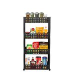 Cutting EDGE 4 Layer Slim Classic Premium Brown Smart Storage Organizer Shelf Rack Multipurpose Easy-to-Move Slide Out Trolley with Wheels for Kitchen, Bedroom, Bathroom, Home