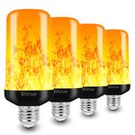 【Upgraded】 Bitrue Flame Light Bulb,LED Flame Effect Light Bulb, E26 Base,4 Modes Flickering Light Bulbs, Fire Light Bulb for Halloween, Home (4 Pack)