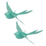 Elan Metal Hanging Decorative Rockstar Bird For Home Balcony And Garden Decor (Set of 2- Aqua, Blue)