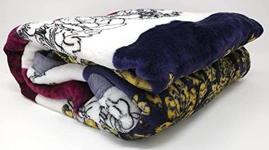 DaDa Bedding Bohemian Carnations Silky Soft Cozy Warm Plush Luxe Flannel Faux Mink Fleece Throw Blanket - Bright Vibrant Solid Striped Floral Colorful Burgundy Navy Yellow White - 66" x 90"