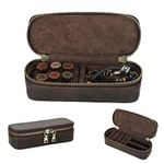 Contacts Luxury Leather Cufflink Box for Men Travel Jewelry Storage Case Small Jewelry Organizer Padded Tray for Cufflinks Rings Earrings Studs