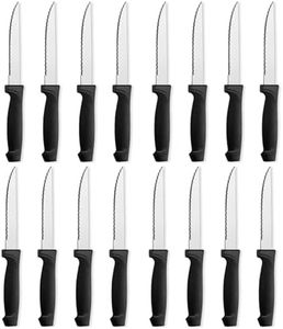 Pleafind 16-Pcs Steak Knives, 8.5 Inch Serrated Knives, Stainless Steel Steak Knives, Meat Knife for Table, Elegant Black Steak Knife Set for Home, Kitchen, Restaurant, Dishwasher Safe Steak Knives