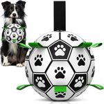 HETOO Dog Balls, Dog Football Toys with Webbing, Interactive Dog Ball Toys for Touring, Durable High Bounce Floating Dog Toy Balls for Dog Birthday Gifts Indoor & Outdoor Medium (6 Inch)