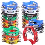 APACALI 21PCS Half Moon Tambourine, Tambourines for Adults, Small Tambourine with 4 Bells, Musical Tambourines for Musicians, Singers, Bands, 7 Colours