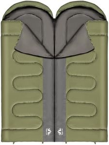 Night Cat Double Sleeping Bag: 2 Person Sleeping Bags for Adults Cold Weather Camping Cotton Green