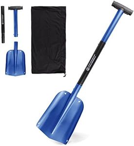 72 HRS Collapsible 3-in-1 Aluminum Compact Snow Shovel - Snow Removal in Winter, Emergency Kit for Vehicle, Car, Van, SUV, Truck, Snowmobile, Snowboard Gear, Camping, Gardening (Blue, 21”-32”)