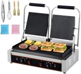 MilleLoom Commercial Panini Grill with Temp Control & 19" x 9" Cooking Surface for Hamburger Steak Bacon, Electric Sandwich Panini Maker, Stainless Steel Sandwich Press Grill, 110V/220V, 3600W