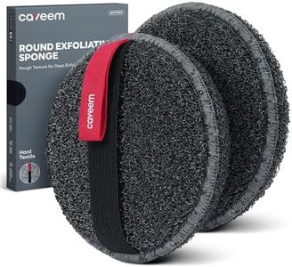 Caveem Round Exfoliating Body Scrubber, Shower Exfoliator Sponge, Body Scrub for Removing Dead Skin, Bath and Body Buffer, Round Exfoliating Sponge for Shower - 2 Pack (Dark Grey)