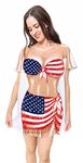 The Original Women's Bikini Shirt - Funny Bikini Print Bathing Suit Cover-up Beach Tshirt Dress for Women Men, American Flag Sarong, One Size