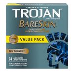 TROJAN BareSkin Original Lubricated Latex Thin Condoms, 24 Count