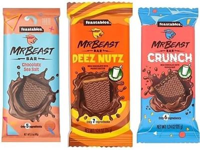 3x MrBeast Feastables Barrette di Cioccolato - Nuovo Pacchetto Degustazione con 3 Gusti - Senza Latticini - Cioccolato in 3 Varianti