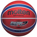 Molten Premium 12 Panel Design Rubber Basketball, Red/Blue, Size 7