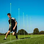 QUICKPLAY PRO Agility Poles Adjustable Height: use as (x10) 3FT Soccer Agility Training Poles OR (x5) 6FT Slalom Poles (Agility Poles x10 - for Grass)