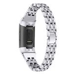 Replacement Straps Compatible with Fitbit Charge 4/Charge 3 Strap, TenCloud Metal Bands Bling Bling Rhinestone Wristbands for Women Bracelet for Charge 4/Charge 3 Fitness Tracker (Silver)