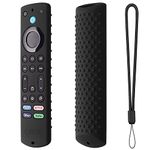 Oboe Silicone Tv Remote Cover Compatible with Amazon Basics Smart LED TV Remote Protective Cover with Lanyard (Black) [Remote NOT Included]