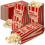 250 Pieces Popcorn Bags Individual Servings - 1.5 oz Vintage Brown and Red Stripe Kraft Paper Popcorn Bags for Popcorn Machine, Popcorn Sleeves for Party, Movie Nights, Carnival, and School Fair