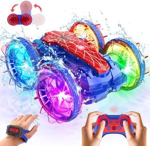 SHXYKZ Spider Amphibious Remote Control Car Boat, Spider Toys for Ages 6 7 8 9 10 11 12, 360° Gesture Sensing RC Vehicle, 4WD Waterproof Stunt Car with LED Lights, Gifts for Boy and Girl