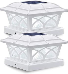 Siedinlar Lampe Solaire Exterieur Lumières Solaires de Chapeau de Poteau 2 Modes Lampe LED Etanche pour Jardin Terrasse Clôture 4x4 5x5 6x6 inch Poteau en bois Lot de 2 (Blanc)