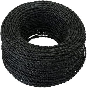 Cable Electrico Decorativo, GreenSun 5M Cables de Revestimiento Cables Trenzados Vintage Cables de Alimentación con Conductor de Protección 2x0.75mm² Cable Textil, Negro