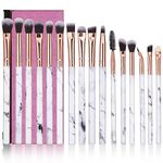 Eye Makeup Brushes Set DUAIU 16Pcs Eyeshadow brushes Premium Synthetic Makeup Brushes Eyebrow Eyeliner Blending Marble Handle Brushes Sets with Pink Cosmetic Bag