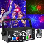 DJ Disco Light, 120 Patterns Stage Party Lights, Sound Activated RGBW Led Flash Strobe Projector with Remote Control for Christmas Karaoke Pub Bar Birthday - USB Powered