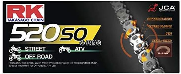 RK Racing Chain 520-SO-108 (520 Series) Steel 108 Link Traditional Street and Off-Road O-Ring Chain with Connecting Link