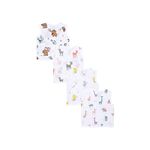 The Boo Boo Club GOTS Certified Organic Muslin Cotton Button Jabla | Pack of 4 White Colour Animal Printed Jhabla| 9 to 12 Months Baby | Summer Wear Jabala for Baby | Sleeveless Regular Fit Vest