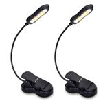 2 Pack Merisky Rechargeable Book Light, LED Clip on Reading Light for Book in Bed, 3 Color × 3 Brightness, Up to 60 Hours Eye Care Reading, Warm & White, Perfect for Kids, Bed Headboard & Travel