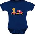 TeeStars - One Year Old Boy Birthday Gift 1st Birthday Tractor Baby Bodysuit 12M Navy