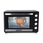 Geepas 48L Mini Oven and Grill – 2000W Electric Oven with Rotisserie & 60 Minute Timer - 4 Selector for Baking Roasting & Grilling – Switch for Rotisserie Control, Double Glass Door – 2 Years Warranty