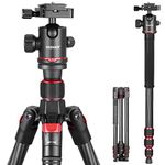 NEEWER 68"/172cm Carbon Fiber Camera Tripod Monopod with Center Column, 360° Panorama Ball Head, Arca Type QR Plate, Bag, Compact Lightweight Travel Tripod Max Load 26.5lb/12kg, N55C