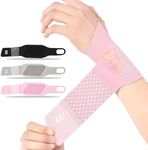 Ultra-Thin Wrist Brace, Compression Wrist Wraps, Elastic Wrist Bnads for TFCC Tear, Repetitive Wrist Use Injury, Support for Carpal Tunnel Pain & Tendonitis Relief, 2 Pack (Pink)