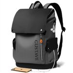 GUSTAVE® 15.6 Inch Leather Backpack for Men With USB & Earphone Ports Large Capacity Waterproof Laptop Bag for Men, Ideal For Business & College, Dark Gray