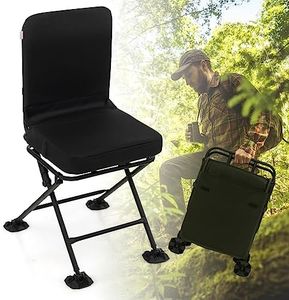 GYMAX Hunting Chair, 360 Degree Swivel Hunting Seat w/Oversized Rotating Duck Feet & Camo Padded Cushion, 330 LBS Waterproof Rustproof Folding Ground Blind Hunting Stool for Outdoors (Black)